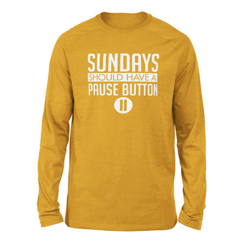 Sundays Should Have A Pause Button Men/Unisex Drop Shoulder Sweatshirt in Heather Mustard color